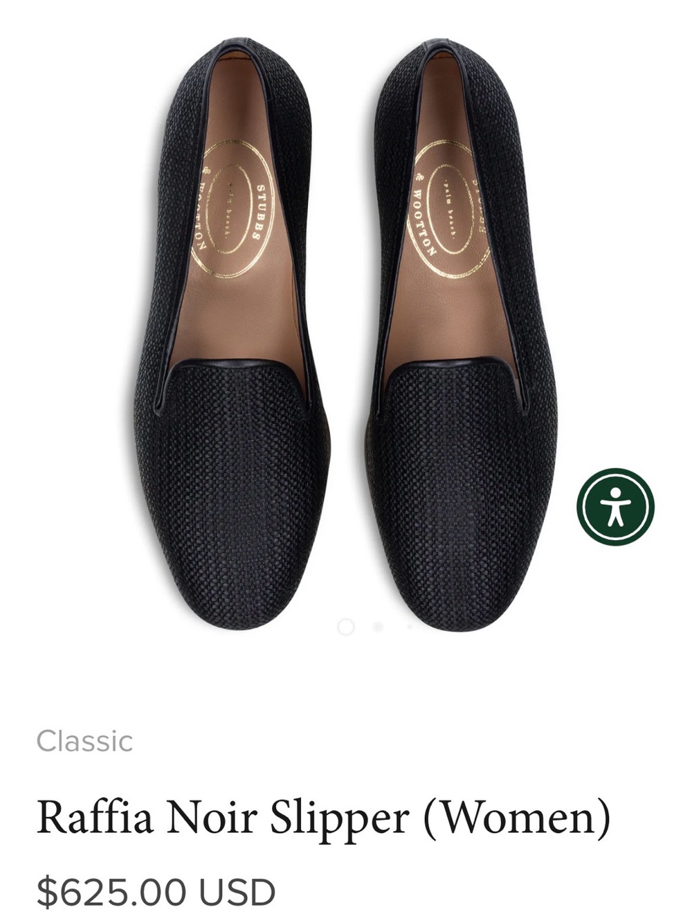 Stubbs & Wootton black raffia noir slippers Sz 8.5m